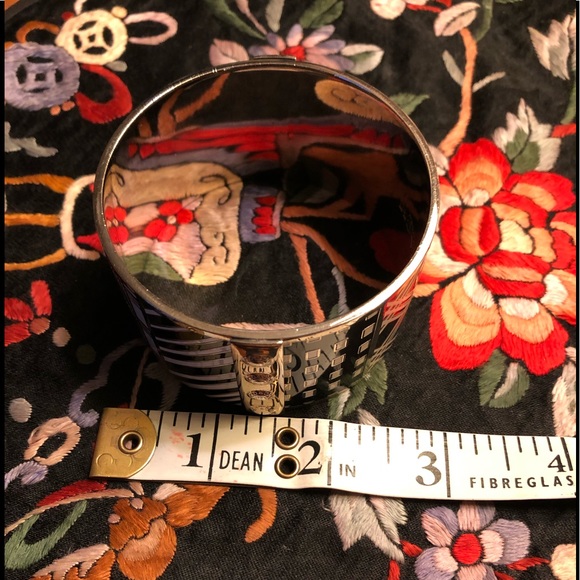 Gorgeous Coach Black Silver White Geometric Type Design Bangle Bracelet - Picture 6 of 7